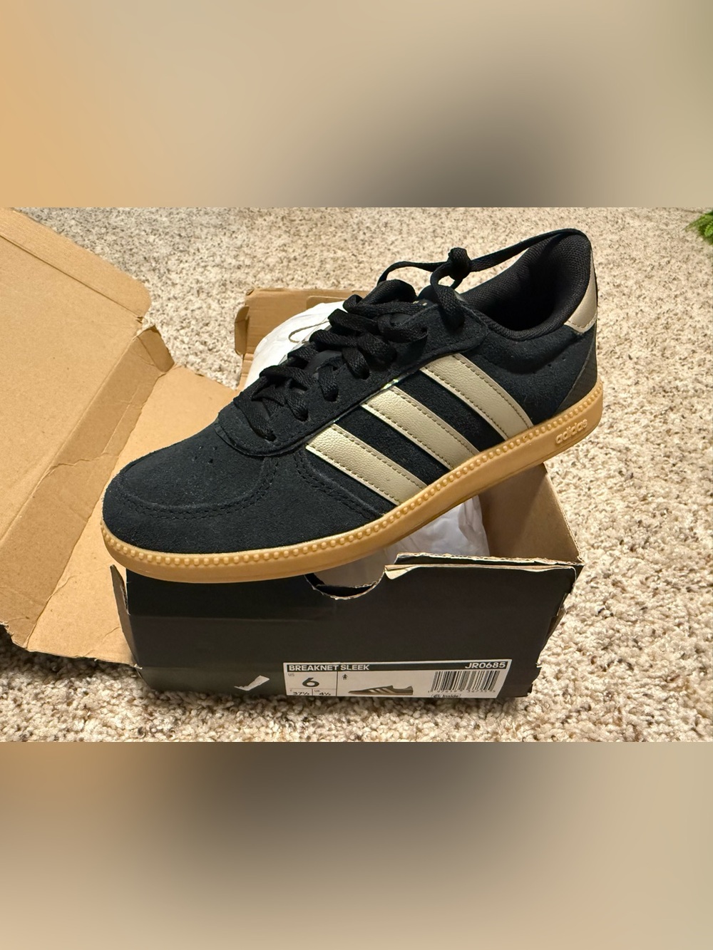 NWT! Adidas Breaknet Sleek Black Suede Sneakers with Gum Sole